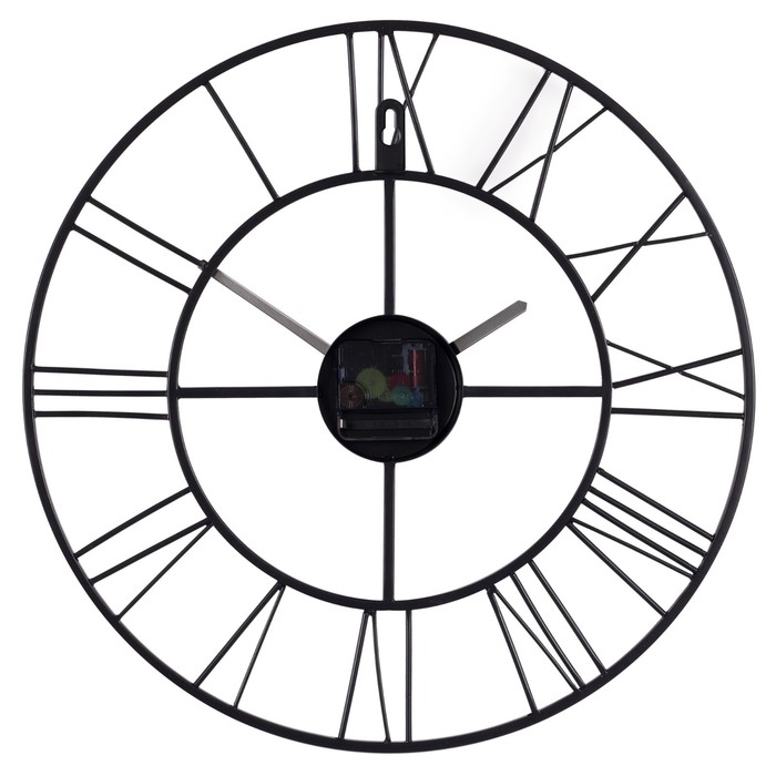 Часы настеные, серия: Лофт, плавный ход, d-40 см, черные