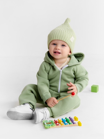 Костюм детский (толстовка, брюки) «Крошка Я» Dino, рост 80-86, зелёный