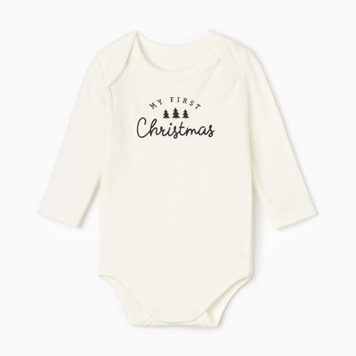 Боди с длинным рукавом «Крошка Я» Christmas, рост 68-74, бежевый