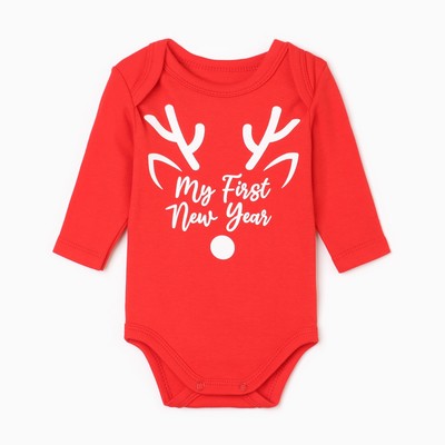 Боди детское с длинным рукавом «Крошка Я» Reindeer, рост 86-92 см, красное