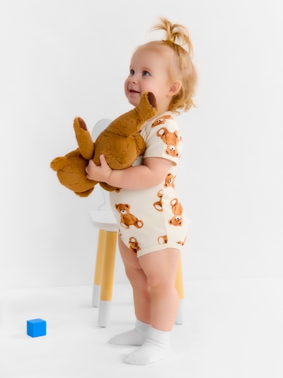 Боди Крошка Я «Медвежата», рост 86-92, бежевое