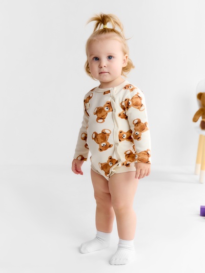 Боди с длинным рукавом «Крошка Я. Медвежата», рост 80-86, бежевый