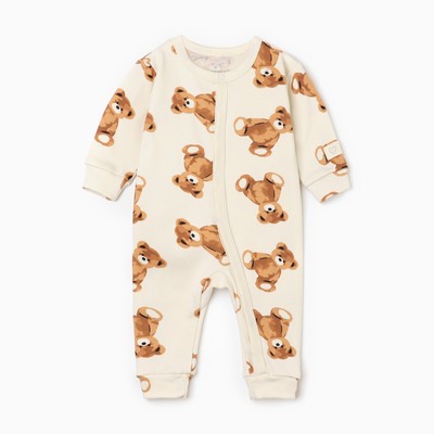 Комбинезон Крошка Я «Медвежата», рост 62-68, бежевый