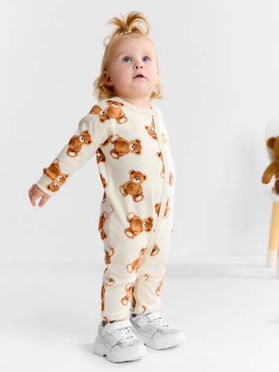 Комбинезон Крошка Я «Медвежата», рост 80-86, бежевый