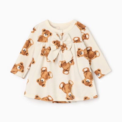 Платье - боди для девочки «Крошка Я. Медвежата», рост 62-68, бежевое