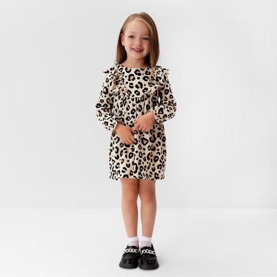 Платье для девочки KAFTAN: Trendy с рюшами, бежевое, рост 98-104 см