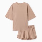 Комплект женский (футболка, шорты) KAFTAN Basic line, р. 42, кофейный 9837358 - фото 14225400