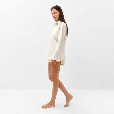 Пижама женская (рубашка, шорты) KAFTAN Basic line, размер 42, молочная
