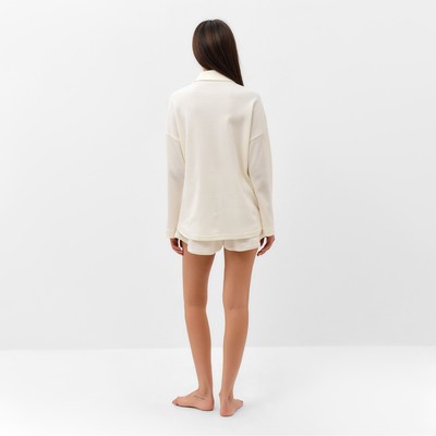 Пижама женская (рубашка, шорты) KAFTAN Basic line, размер 42, молочная