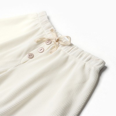 Пижама женская (рубашка, шорты) KAFTAN Basic line, размер 46, молочная