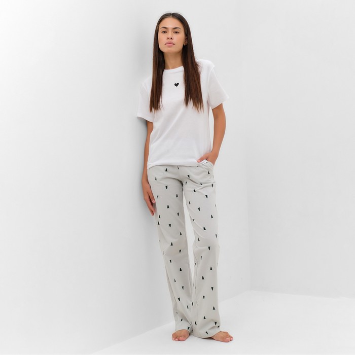 Пижама новогодняя женская (футболка, брюки) KAFTAN «Елки», размер 40-42