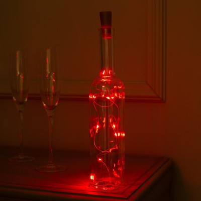 УЦЕНКА Гирлянда «Нить», 1 м, роса с пробкой, IP20, 10 LED, батарейки LR44×3 (в комплекте), серебристая нить, свечение красное