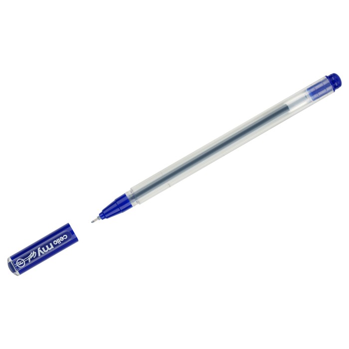 Ручка гелевая Cello "My gel" узел 0.5мм, синие чернила, мягкое письмо, матовый прозрачный корпус - Фото 1