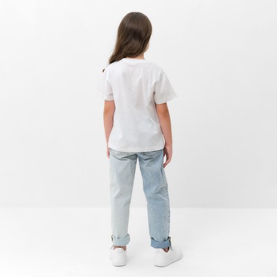 Футболка для девочки KAFTAN Basic line, белая, рост 128 см