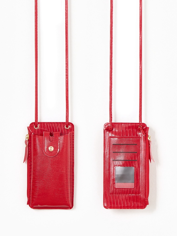 Сумка на магните, с длинным ремнём, однотонная, 10×2.5×20 см, красная