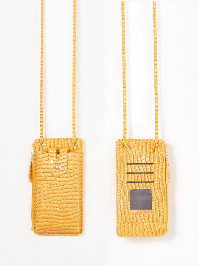 Сумка на магните, с длинным ремнём, 10×2.5×20 см, жёлтая
