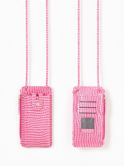 Сумка на магните, с длинным ремнём, 10×2.5×20 см, розовая