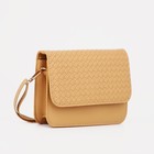 Сумка детская для девочки на молнии, длинный ремень, бежевая - Фото 1