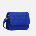 Сумка детская для девочки на молнии, длинный ремень, синяя - Фото 1