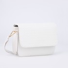 Сумка детская для девочки на молнии, длинный ремень, белая - Фото 1