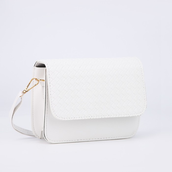 Сумка детская для девочки на молнии, длинный ремень, белая - Фото 1