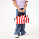 Сумка детская спортивная на молнии для девочки, 2 наружных кармана, длинный ремень, цвет красный/белый - Фото 6