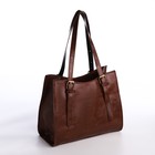 Сумка женская тоут на молнии, цвет коричневый - фото 22708938