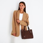 Сумка женская тоут на молнии, цвет коричневый - фото 23091078