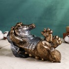 Копилка "Крокодил у камня" бронза с серебром, 16х29см - фото 7346925