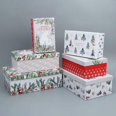 Набор подарочных коробок 6 в 1 «Новогодняя акварель», 20 х 12.5 х 7.5 ‒ 32.5 х 20 х 12.5 см