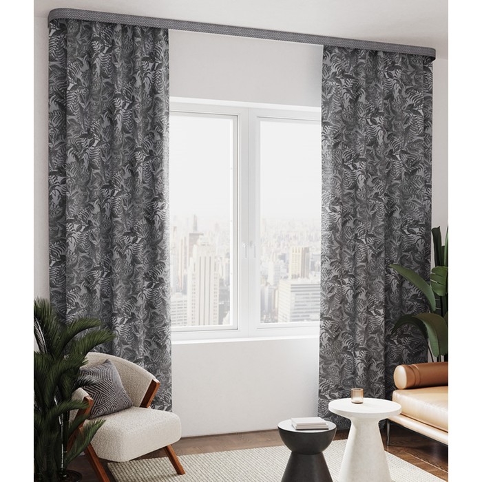 Штора «Тропик», размер 150x260 см, цвет серый - Фото 1