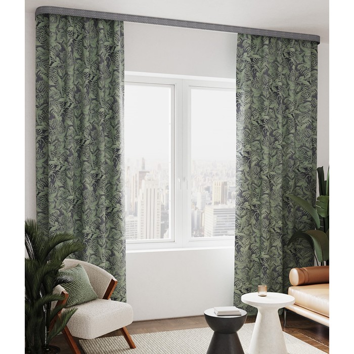 Штора «Тропик», размер 200x260 см, цвет зеленый - Фото 1