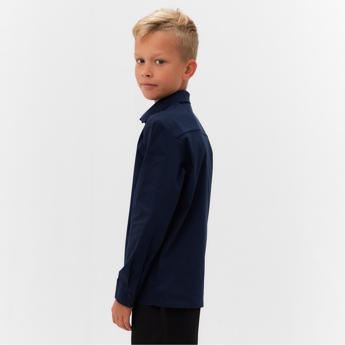 Рубашка для мальчика MINAKU: School Collection, цвет тёмно-синий, рост 116 см