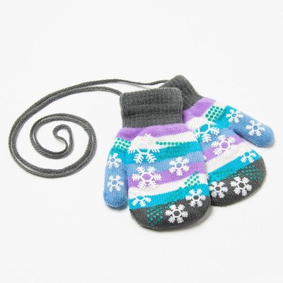 Варежки детские, цвет серый/полосочки, размер 14.5х6.7