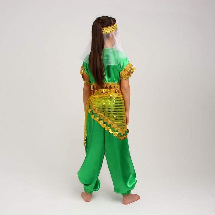 Карнавальный костюм «Восточная красавица. Азиза», цвет зелёно-жёлтый, рост 122-128 см - фото 1904909770