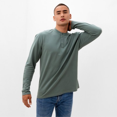 Футболка с дл. рукавом мужская MINAKU цвет хаки, р-р 48