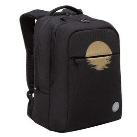 Рюкзак молодежный 340 х 28 х 16 см, эргономичная спинка,отделение для ноутбука, Grizzly, чёрный/золотой RD-344-3_1