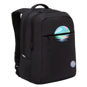 Рюкзак молодежный 340 х 28 х 16 см, эргономичная спинка, отделение для ноутбука, Grizzly, чёрный/голографический RD-344-3_3