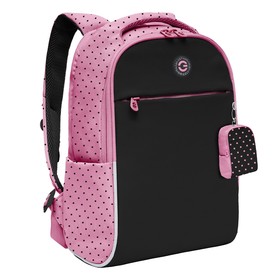 Рюкзак школьный, 39 х 28 х 12,5 см, Grizzly 367, эргономичная спинка, чёрный/розовый RG-367-2_1
