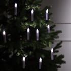 Светодиодные свечи на прищепках 10 см, 10 штук, батарейки ААх1 (не в комплекте), пульт ДУ, свечение белое - фото 18923740