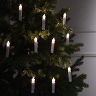 Светодиодные свечи на прищепках 10 см, 10 штук, батарейки ААх1 (не в комплекте), пульт ДУ, свечение тёплое белое - фото 7296438