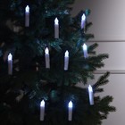 Светодиодные свечи на прищепках 10 см, 10 штук, батарейки ААх1 (не в комплекте), пульт ДУ, свечение мульти (RGB) - Фото 1