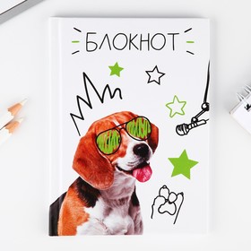 Блокнот А6 в твердой обложке, 40 листов «Собака в очках»