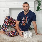 Комплект домашний мужской «Пряник» (футболка, брюки), цвет чернильный, размер 58 - фото 26946199