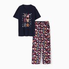 Комплект домашний мужской «Пряник» (футболка, брюки), цвет чернильный, размер 58 - фото 26946200