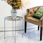 Складной металлический столик-поднос 2 в 1, 470×470×505 мм, цвет серебряный - Фото 1