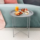 Складной металлический столик-поднос 2 в 1, 470×470×505 мм, цвет серебряный - Фото 7