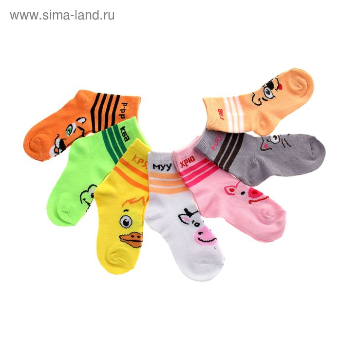 Носки детские неделька "Collorista" Зоопарк 7 шт, р-р L/12 см, 75% хлопок, 20% полиамид, 5% эластан - Фото 1