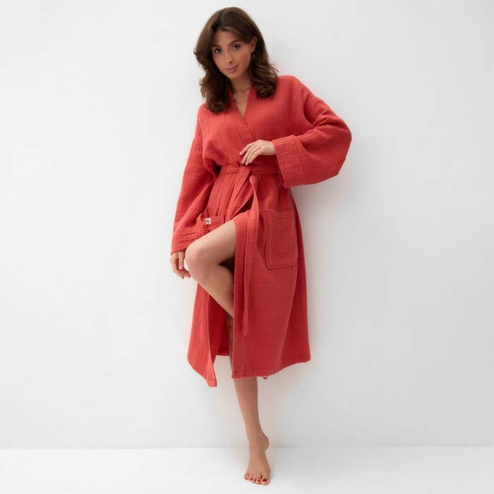 Халат женский муслиновый LoveLife, размер 42-44, хлопок, 4-сл, 235 г/м² - Фото 1