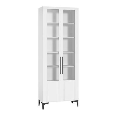 Шкаф – витрина «Валенсия 13.217», 841×381×2252 мм, цвет белая шагрень